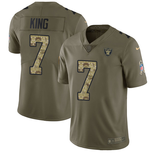 Nike Raiders #7 Marquette King Olive/Camo Men's Stitched NFL Limited Salute To Service Jersey